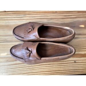 Men’s SAS Tan Brown Leather Loafers Tassels Sz 11 Slip On Dress Shoes